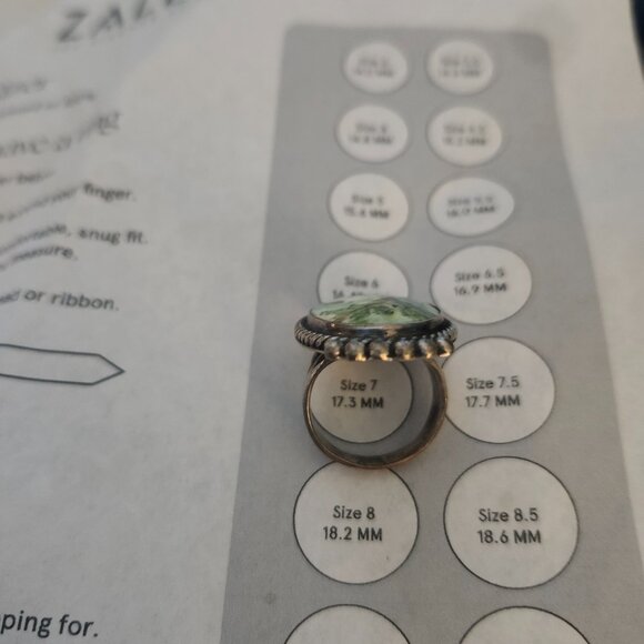 Carole Ring / Vintage Silver Hand Painted Floral Porcelain Ring, Size 7 - Picture 7 of 8